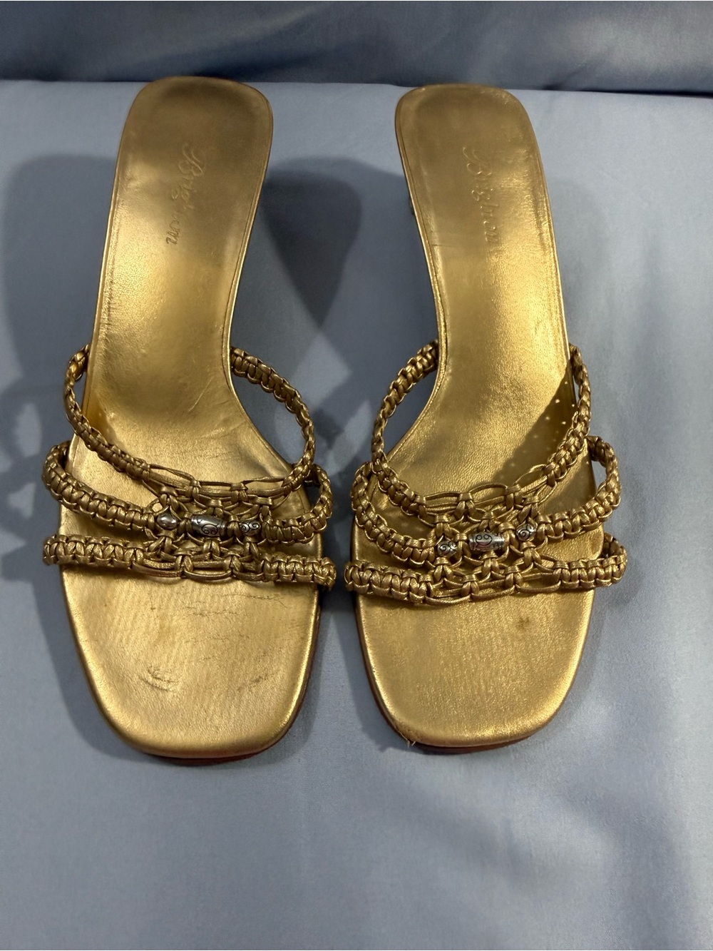 Brighton Metallic Gold Braided Slides